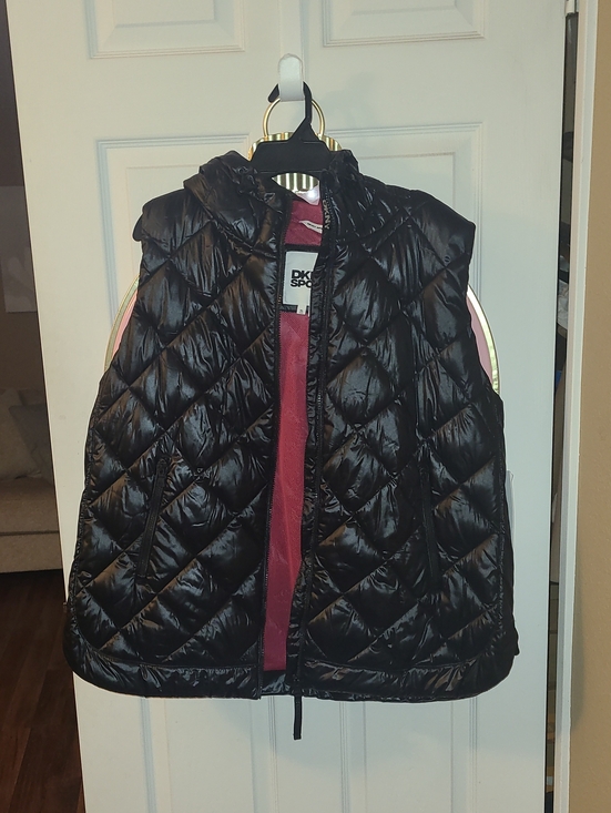 Dkny Jackets & Blazers - WOMEN DKNY Black Quilted Hooded Puffer Vest SZ XL